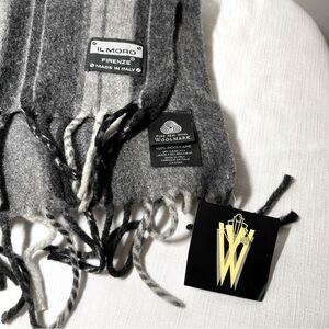 Il Moro Firenze Gray Wool Scarf. New w tag. Black grey. Made in Italy
